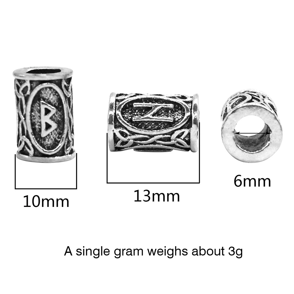 48Pcs Norse Vikings Runes Hair Beard Braiding Beads for Bracelets Necklace DIY