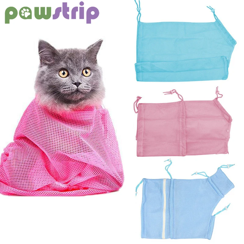 Mesh Cat Bathing Bag Cats Grooming Washing Bags No Scratching Bite