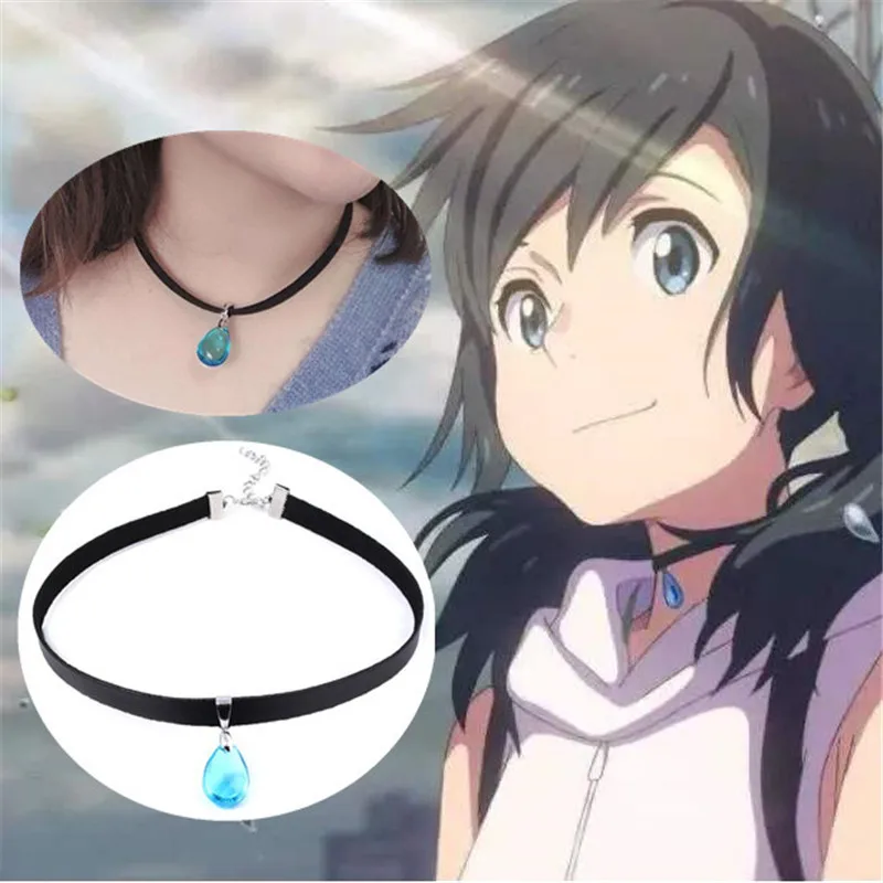 

Cartoon Japanese Anime Weathering with You Amano Hina Cosplay Prop Accessories Blue Crystal Necklace Christmas Present Pendant