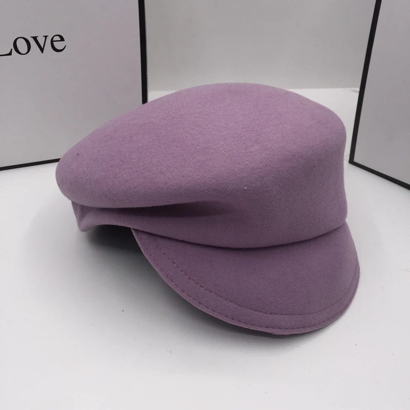 

in winter new female wool purple visors for women cap horseman hat leisure hat