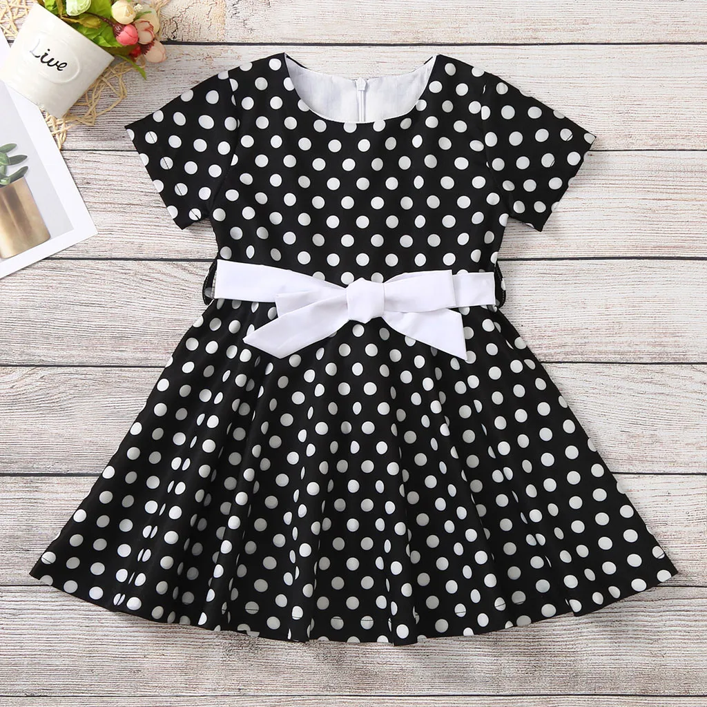 Платье для девочек Детские платья для девочек vestido infantil платье vestido robe fille roupas с коротким рукавом в горошек Z4