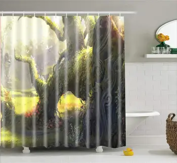 

MTMETY Forest Trees Printed 3d Bath Curtains Waterproof Polyester Fabric Washable Bathroom Shower Curtain Screen Accessories