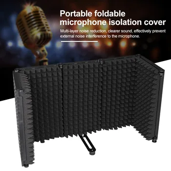 

Adjustable Angle Microphone Isolation Shield Easy Install Foldable Portable Windscreen Noise Reduction ABS Studio Recording