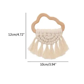 

Handmade Baby Wooden Teething Cloud Eco-Friendly Organic Wood Rattle Ring Chewable Bracelet Infant Teether Toys H3CD