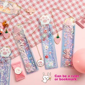 

Creative Cartoon Ruler Multifunctional Bookmark with Metal Pendant Study Stationery 12cm for School Students Office