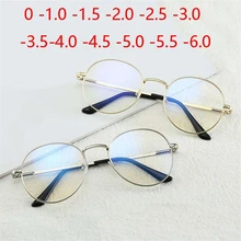 Ретро овальные очки для близорукости, женские металлические очки с полной оправой, короткие очки-1,0-1,5-2,0-2,5-3,0-3,5-4,0-6,0
