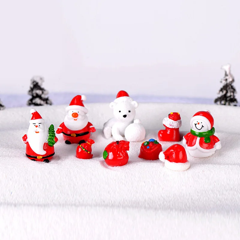 

9pcs Resin Christmas Trees Figures Miniature DIY Landscape Figurine Dolls Decor Kids Toys DIY Micro Landscape Christmas Gift