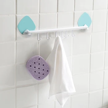 

1 pcs Seamless Adhesive Hook Row of Hooks Strong Adhesive Hook Kitchen Wall Hanging Bathroom Nail-free Seamless Rack Hanger NEW