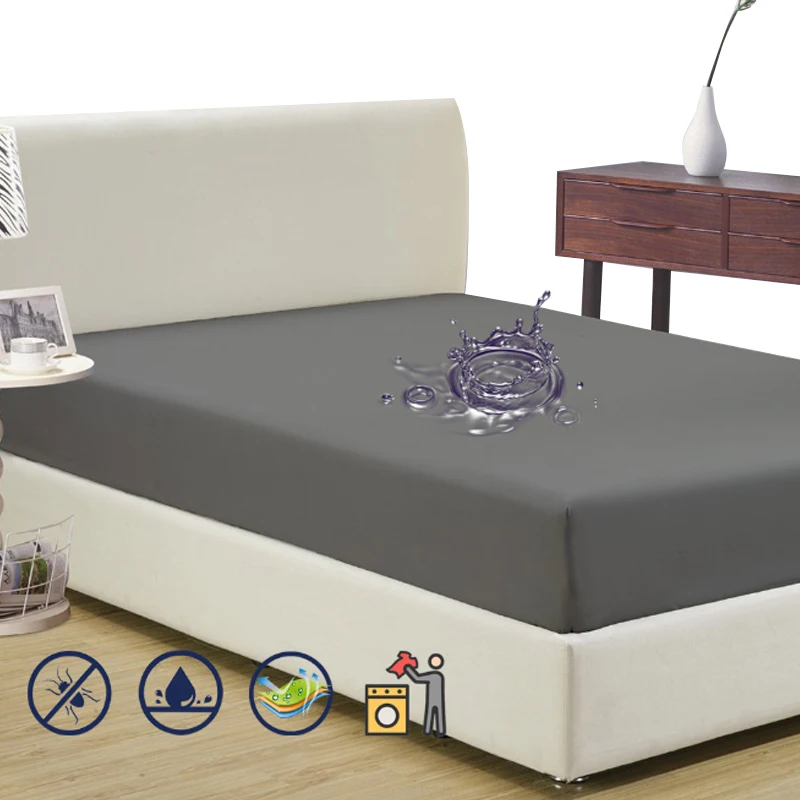 Polyester Terry Waterproof Mattress Pad Cover Anti Mites Proof Bed Sheet Mattress Protector For Bed Mattress