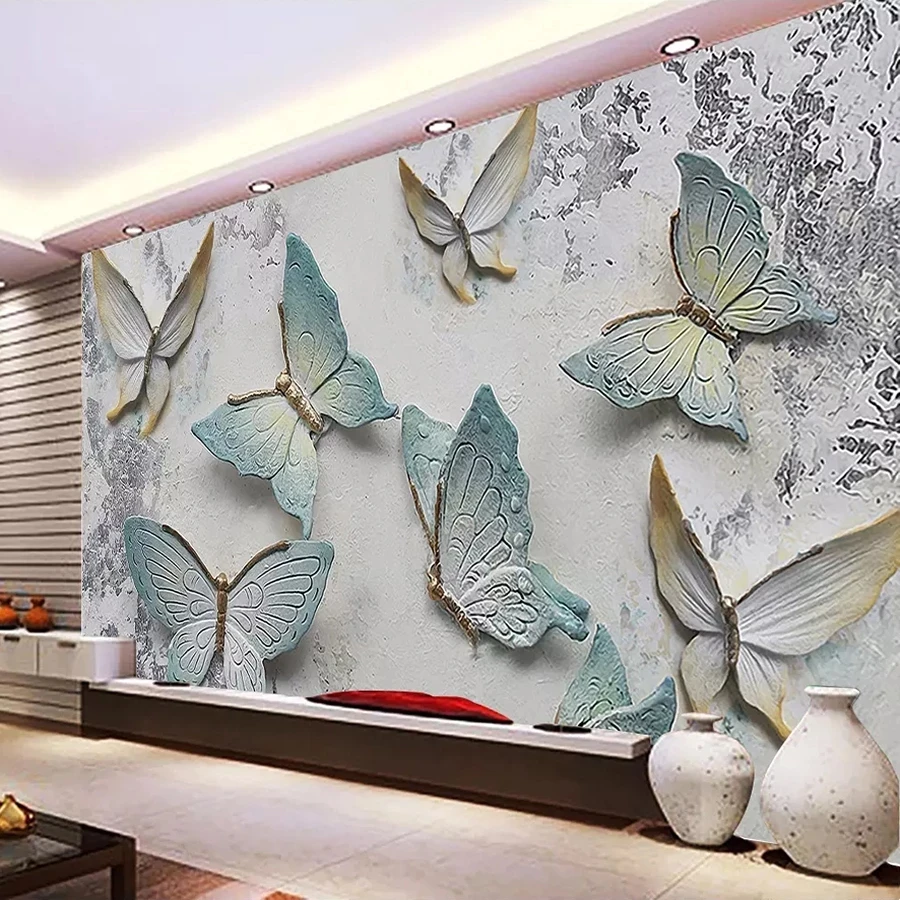 

Custom 3D Wallpaper Murals Butterfly Stereoscopic Embossed TV Living Room Background Wall Wallpapers Waterproof