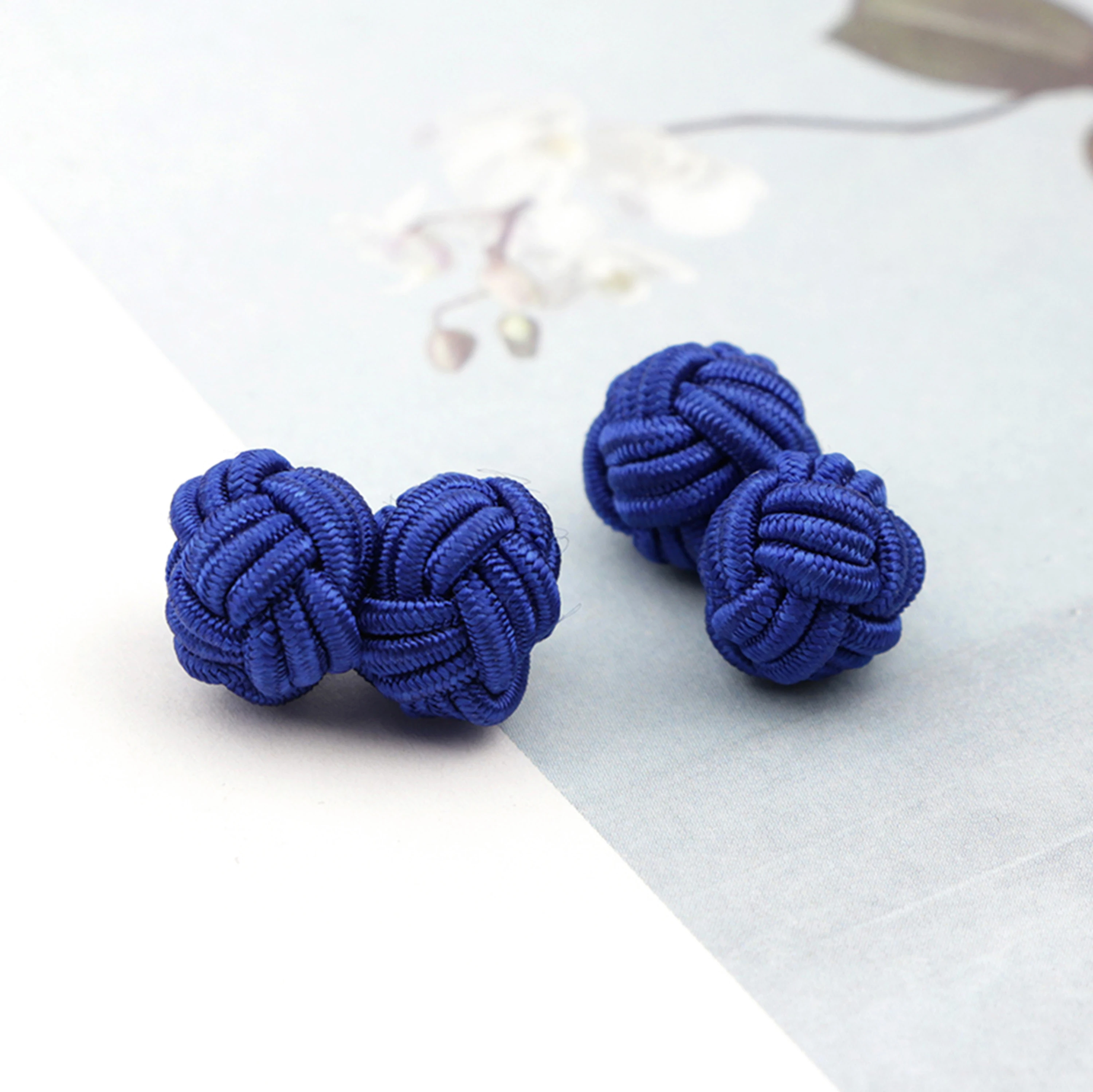 Colorful Double Rope Ball Knot Cufflinks Novelty Solid Colors Braided Handmade Elastic Upscale Men's Classic Cuff Links For Men - 3