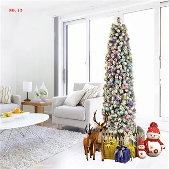 

2.25m Pencil Flocking Christmas Tree Creative Xmas Tree Big Christmas Tree Decorations for Home Holiday New Year Decoration
