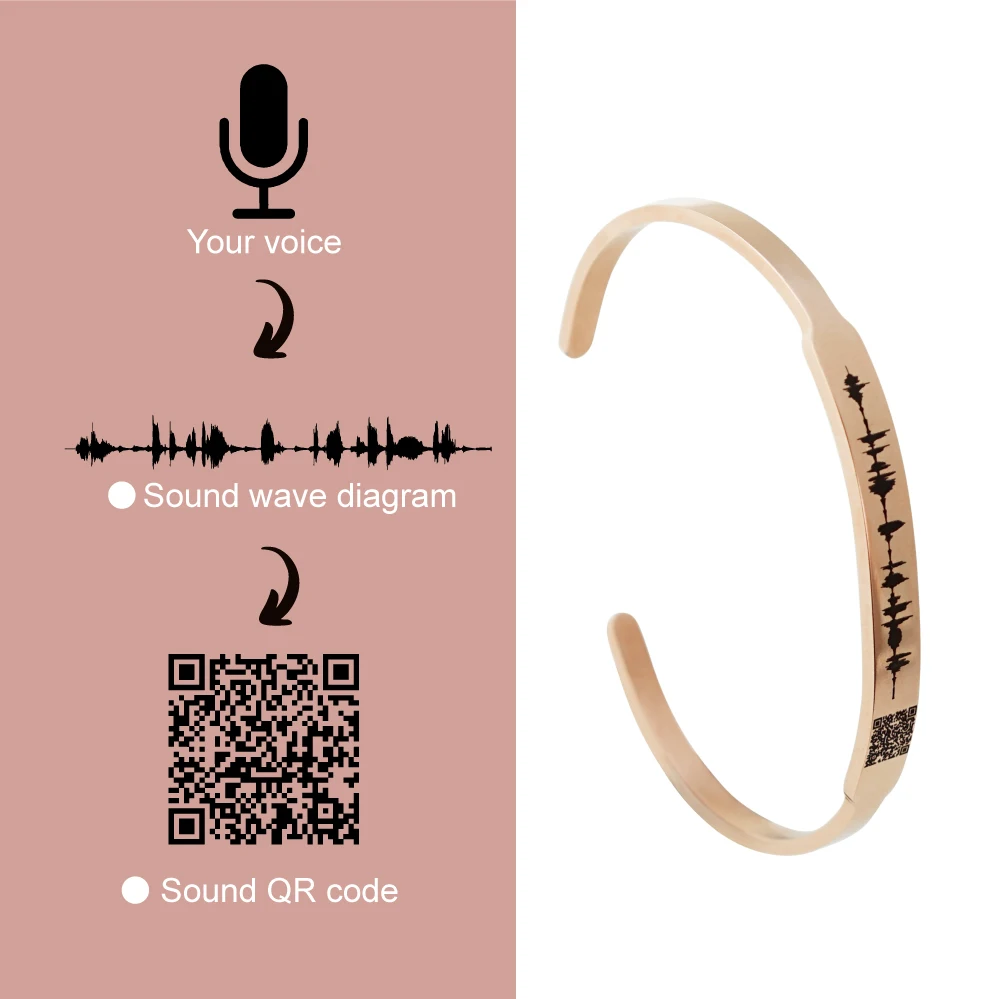Brazalete con grabado de notas de voz, pulsera con mensaje secreto  personalizado, código QR, brazalete de onda de sonido, regalo creativo  personalizado - AliExpress Joyería y accesorios