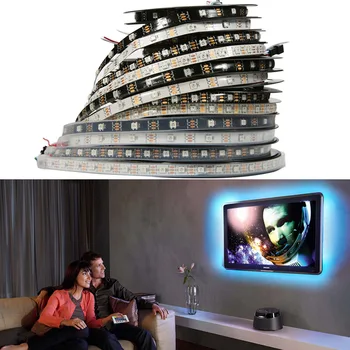 

Waterproof DC5V 1/3/4/5M Smart Led Pixel Strip Light RGB 30/60/144 Led/m WS2812B Individually Addressable Smart IP30/IP65/IP67