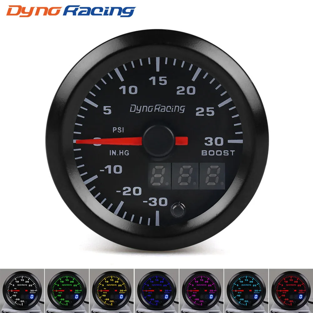 Dynoracing-2-52mm-Dual-Display-Turbo-Boost-gauge-PSI-7-colors-Led-Boost-meter-with-Stepper