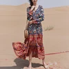 TEELYNN Maxi Dress rayon orang floral print sexy v-Neck long sleeve boho Dresses Gypsy long women dresses 2022 Bohemia vestido ► Photo 3/6