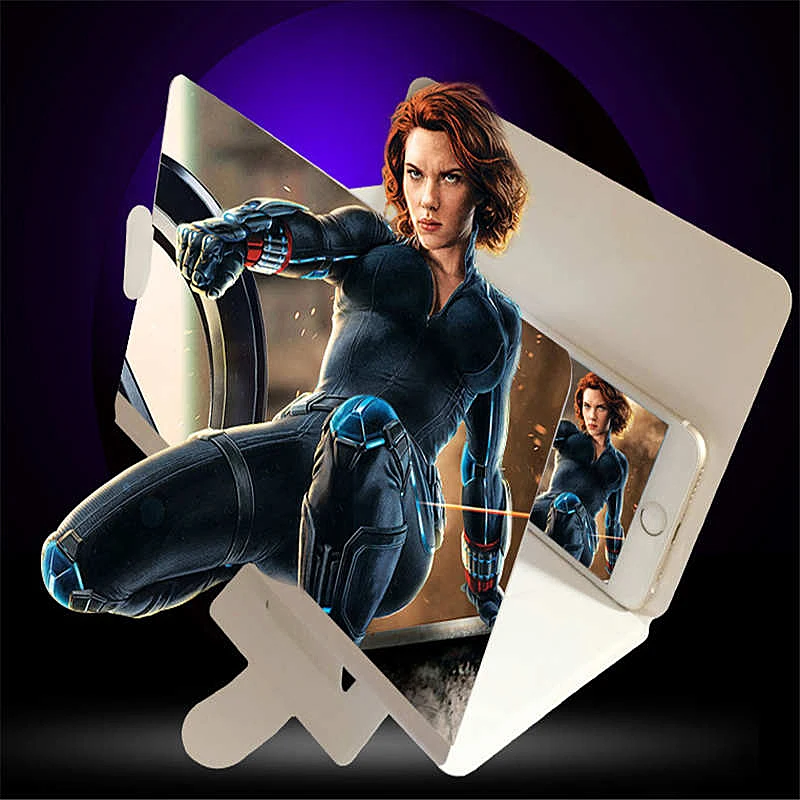 

3D Phone Screen Magnifier Stereoscopic Amplifying Desktop Foldable Leather Bracket Mobile Phone Holder Tablet Holder