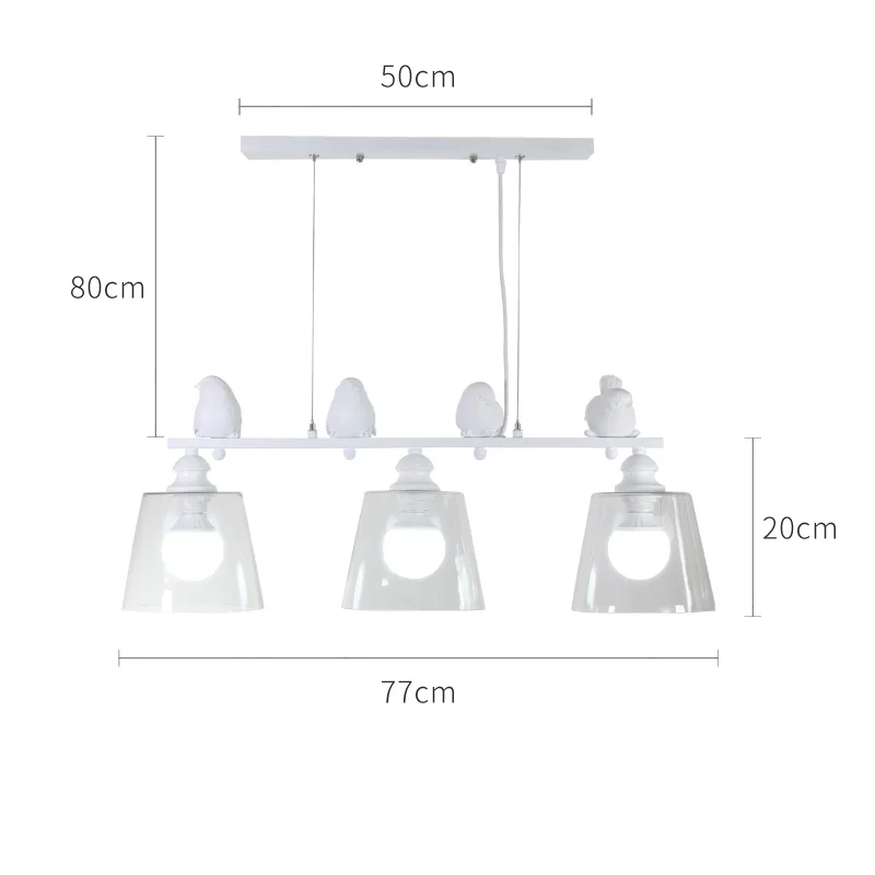 LBAH прекрасный североамериканский современный и контракт столовая кухня Домашний Светильник Смола Птица стеклянный абажур 110-220 В - Цвет корпуса: 白色