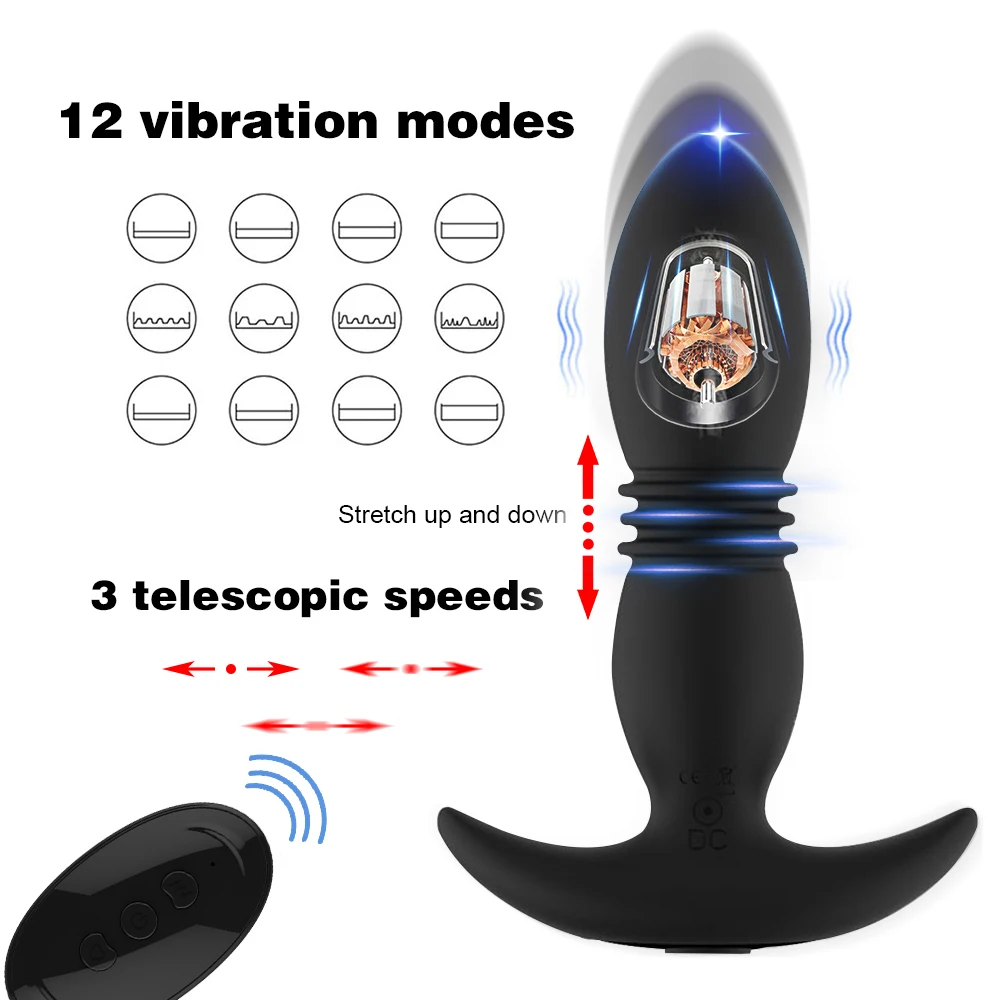 Telescopic Dildo Vibrator Anal plug Prostate Massager Sex Toys for Men Masturbator G Spot Vagina Butt