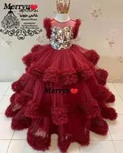 Luxury Beaded Flower Girl Dresses For Wedding Ruffles First Communion Dress Cute Baby Party Dresss Girls Pageant Ball Gown