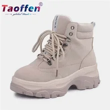 Taoffen/теплая спортивная обувь для женщин; модная однотонная женская прогулочная обувь для тренировок на улице; кроссовки на платформе; Размеры 35-39