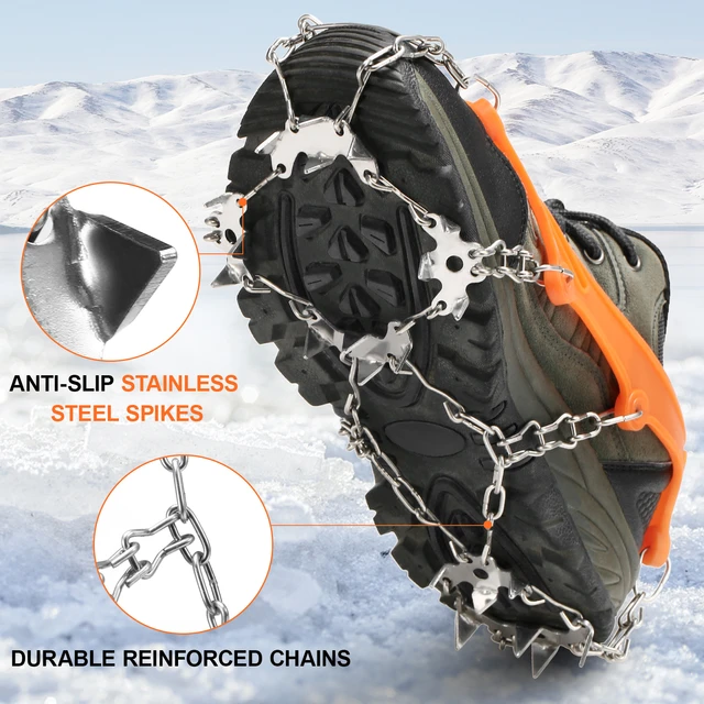 Couvre-chaussures de botte de neige d'hiver, crampons à 10 dents, poignées  pour la randonnée, la pêche sur glace, la marche - AliExpress