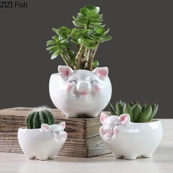 

CERAMIC FLOWER POTS CUTE PIG MEATY POTTED PLANTS INDOOR BALCONY DECORATION CREATIVE CACTUS PLANT FLOWER POT VASE HOME DECORATION