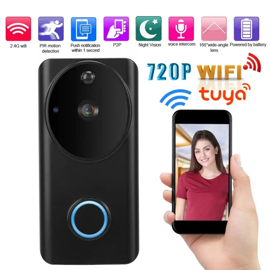 

doorbell Wireless 720P HD Smart Security WiFi Video Intercom IR PIR Night DoorBell for Tuya motion sensor bell new