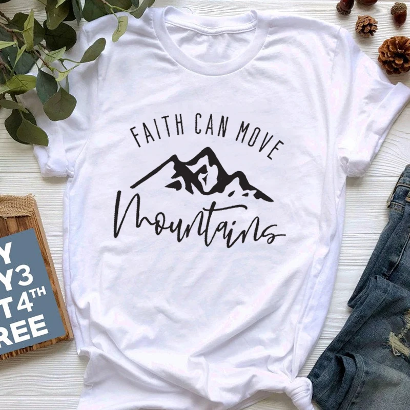Футболка Faith Can Move HORUS стих из Христианской Библии гранж футболки tumblr хлопок религиозная одежда Графический винтажный Цитата Топы