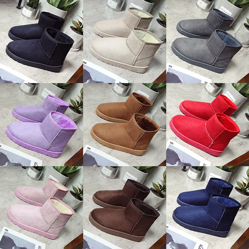 

Winter new snow boots women's warm padded cotton boots fashion casual short tube flat cotton boots