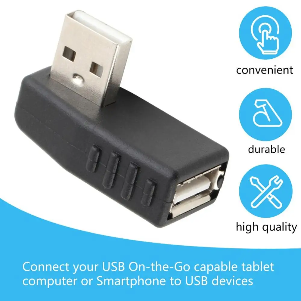 Мини Портативный правый угол 90 градусов USB 2 0 Мужской Женский адаптер удлинитель