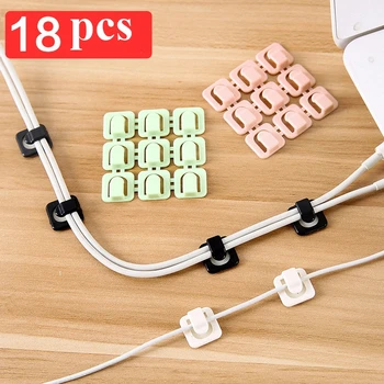 

18 Pcs Wire Winding Clip Self-adhesion Wire Winding Device Cable Arranging Clip Buckle Winder Data Wire Clips Fixer Clamp Cord