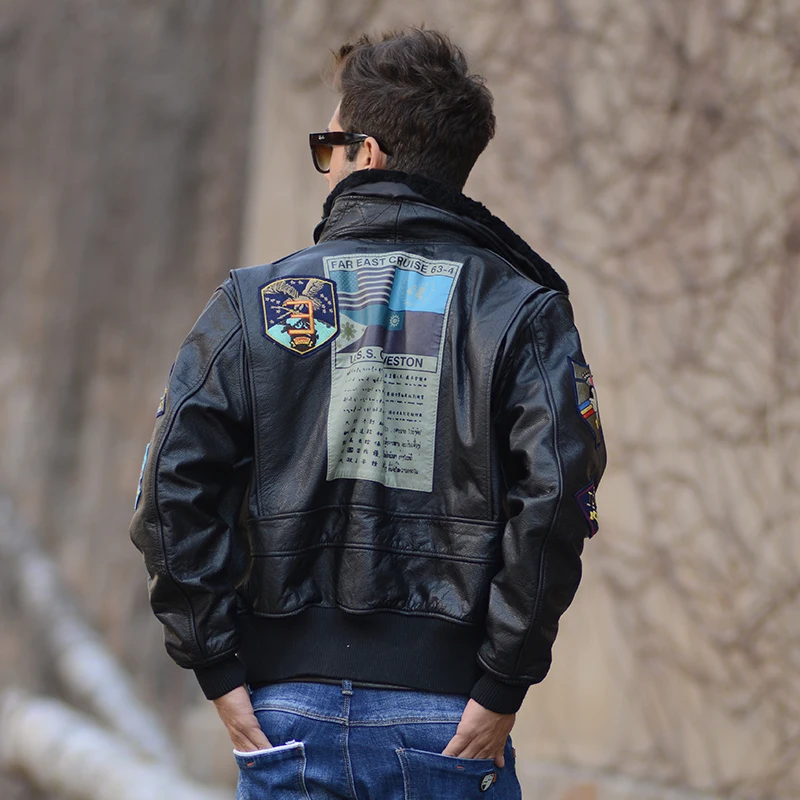 

Factory 2020 New Men's Classical Genuine Leather Motorcycle Leather Jacket Tom Cruise Top Gun Air Force jaqueta de couro