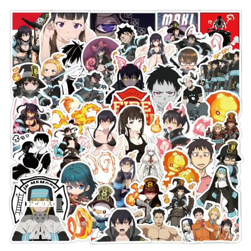 50ピース セット漫画アニメ火災力防水ステッカースクラップブックスケートボードスノーボードラップトップ荷物自転車子供のおもちゃ ステッカー Aliexpress