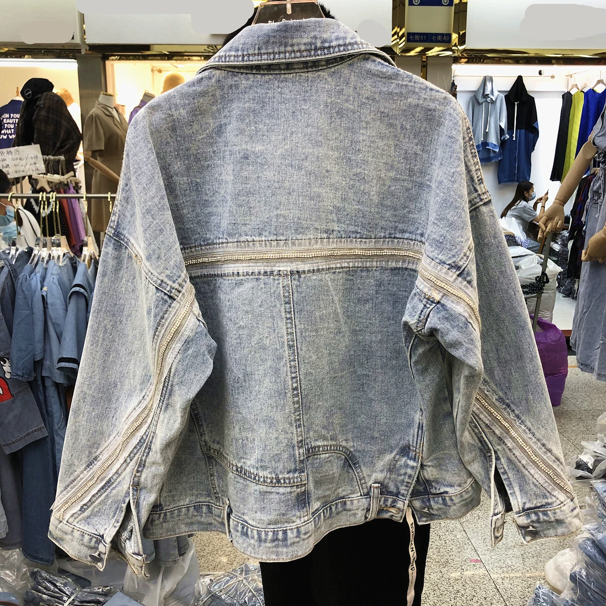 

2020 Spring Autumn Jeans Jacket Coat for Women's European Fashion Heavy Industry Single-Breasted Washed Denim Jackets All-match