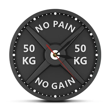 

50KG Letter Print Wall Clock Circular Gym Weight Lifting Dumbbell Bodybuilding Silent Acrylic Clock LB88