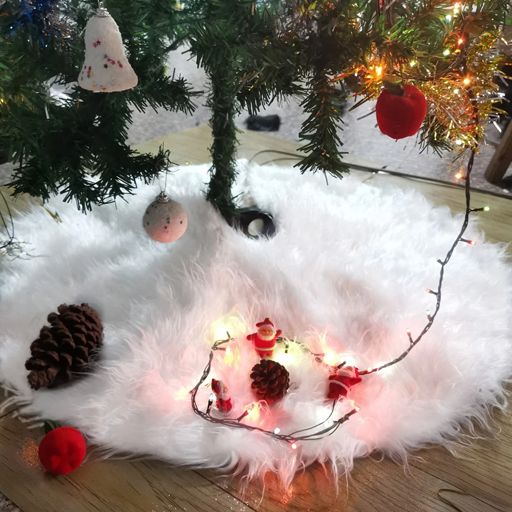 White Christmas Tree Skirt Plush Faux Fur Xmas Carpet Merry Decorations Ornament New Year Navidad Home Decor | Дом и сад