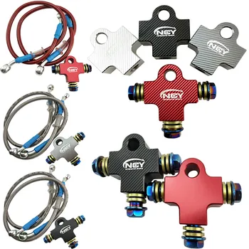 

CNC 3D Motorcycle Brake Hose Fitting Three-way Valve Connector M10*1.25mm Banjo Bolt For Twin Brake System Honda Yamaha Kawasaki