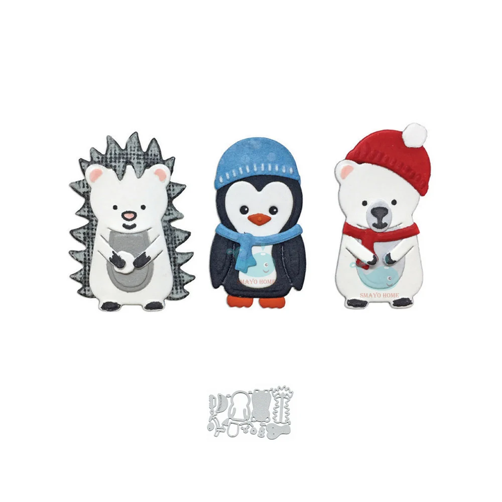 

Three kinds winter animals Cutting Dies Scrapbooking Stencil for Album Paper DIY Gift Cards Decoration Embossing Dies New 2019