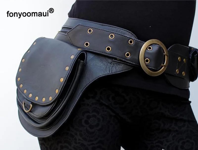 Black 2-DP3941A Средневековая сумка Viking Карманный ремень кожаный кошелек для женщин стимпанк рыцарь пиратский костюм снаряжение аксессуар косплей для взрослых - Цвет: Black 2-DP3941A