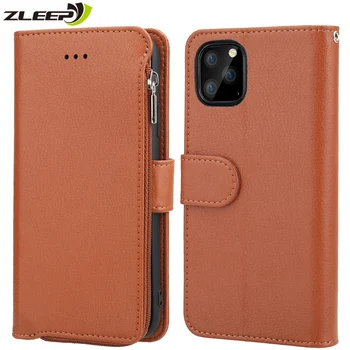 

Flip Wallet Case For iPhone 11 Pro Max SE 2020 Zipper Leather Case For iPhone XS Max XR X 6 6s 7 8 Plus 5 5s Cards Phone Cover