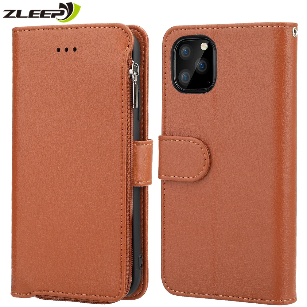 

Flip Wallet Case For iPhone 12 Mini 11 Pro Max SE 2020 Zipper Leather Case For iPhone XS XR X 6 6s 7 8 Plus 5 s Card Phone Cover