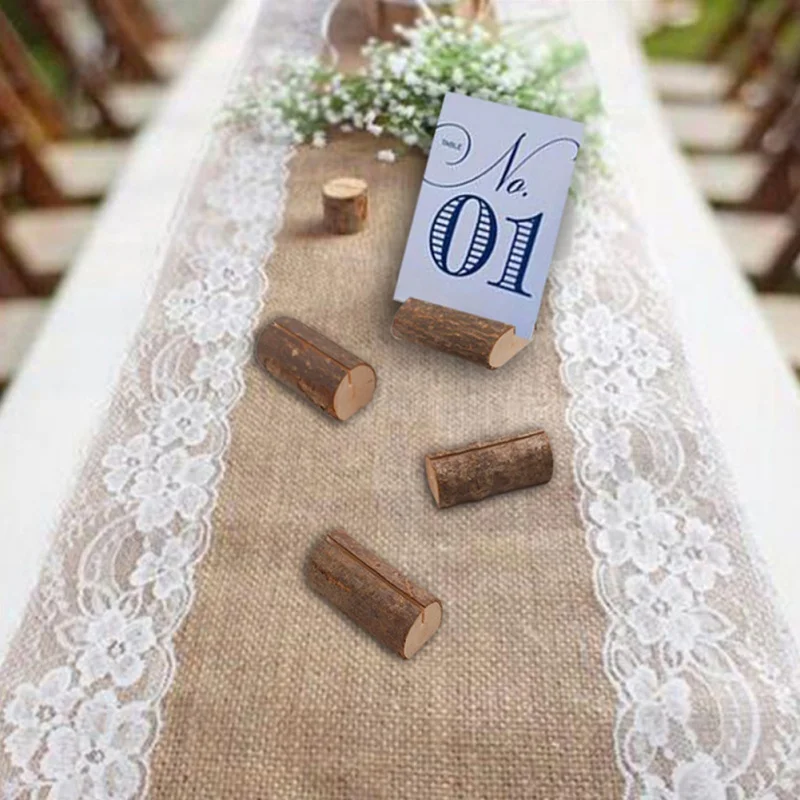  10PCS Countryside Style Natural Wood Stump Invitation Card Holder Photo Clip Wedding Decoration - 4.00036E+12