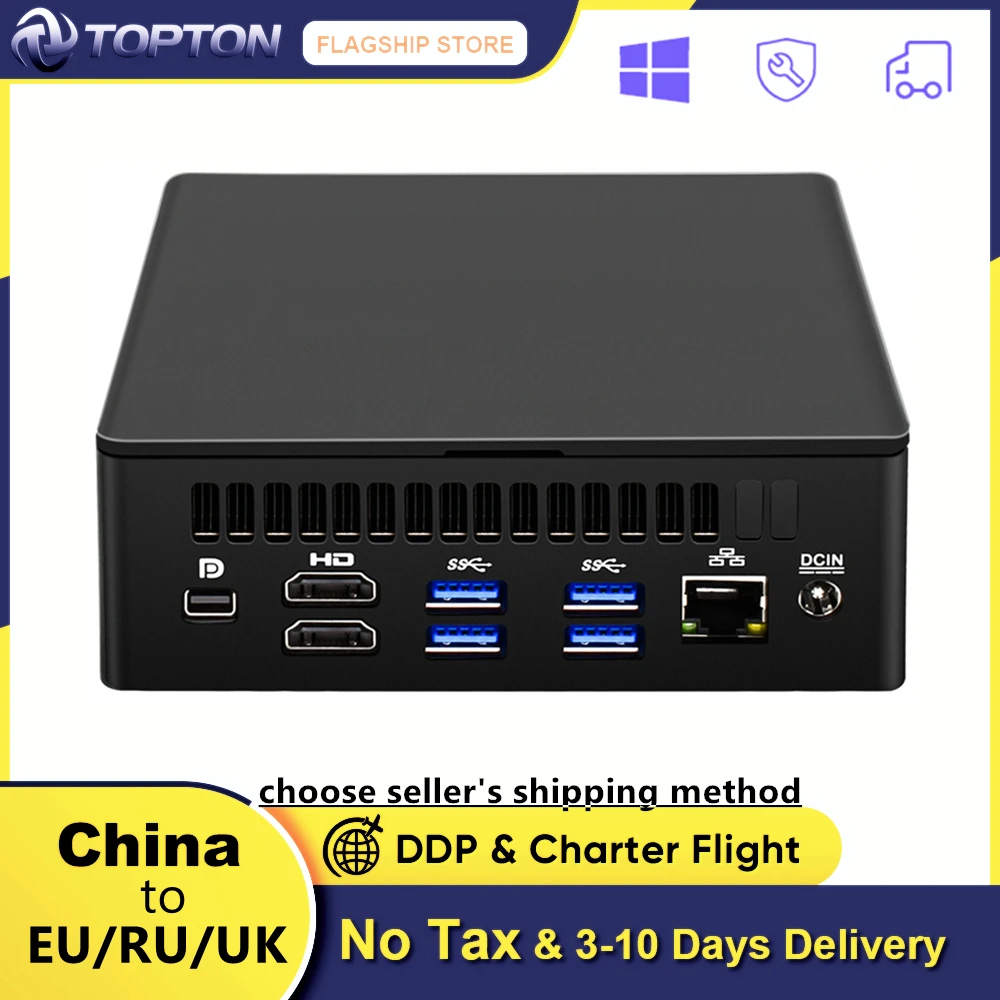 Компактный мини-компьютер Topton 11 поколения i7 i5 NUC 2 * HDMI DP 8K HTPC Thunderbolt 4 Windows 10/11 меньше