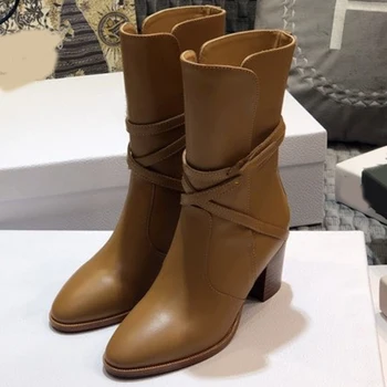 

2020 Luxury Boots Women Platform Ladies Boots Chunky Winter Shoes Short Ankle Boots Thick Heel Brand Designer