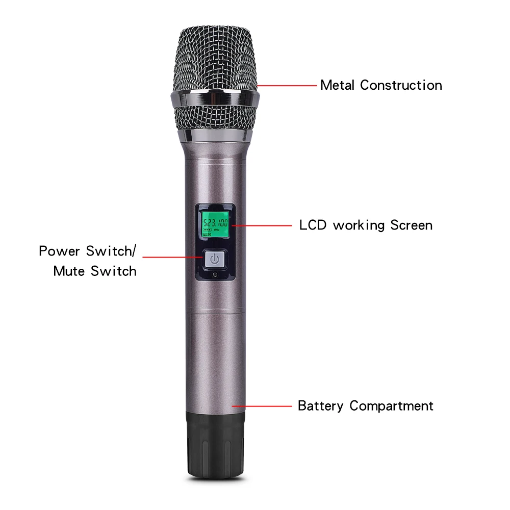 EPGVOTR Dual Handheld Mic 200 Channels UHF