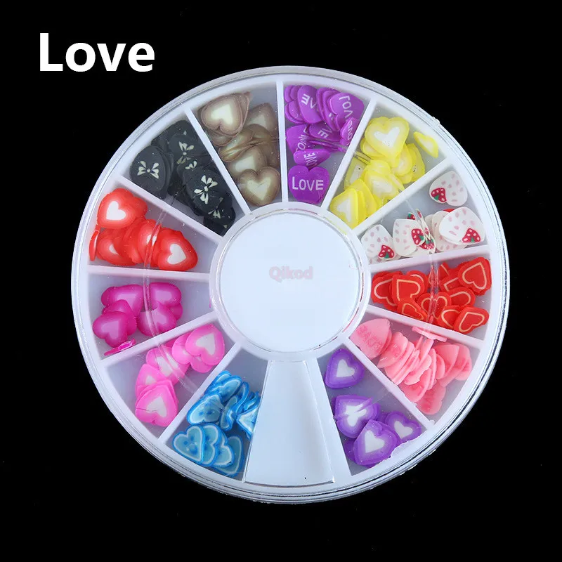 Love Slice 12 шт./кор. DIY Фрукты перо Fimo игровое тесто ломтик дополнение для поставки слаймов слайд комплект полимерная прозрачный клейкие аксессуары Шпатлёвки глины нейл-арта - Цвет: Love Slice