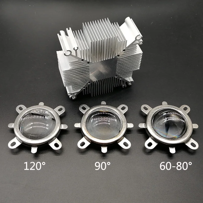 1 Set 44mm LED Lens Optical Glass 60 90 120 Degree + Reflector + Fixed Bracket / heatsink For 20W-100W High Power LED Chip