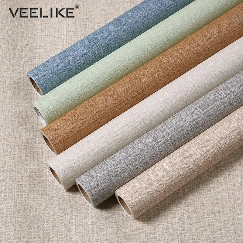 Linen Vinyl Furniture Self Adhesive Paper Wall Decorative Wallpapers
