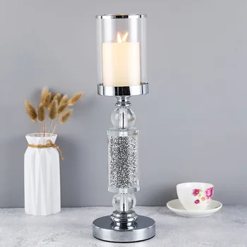 

Europe Style Metal Crystal Diamond Candlestick Candle Holder Coffee Dining Table Wedding Christmas Halloween with Cover CH100